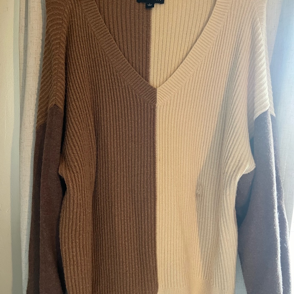 Two-Tone V-Neck Sweater